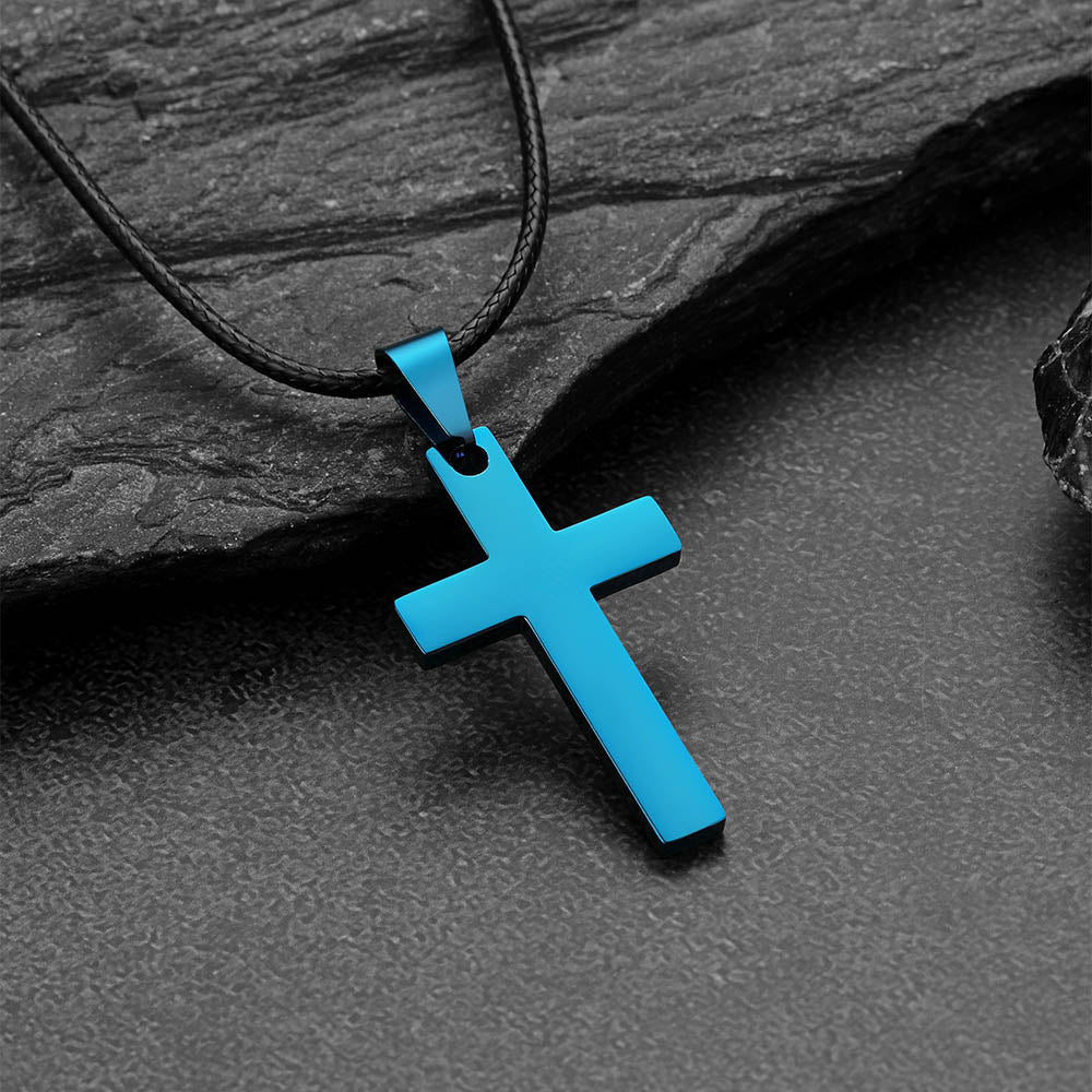  Simple Cross Braided Leather Necklace for Men