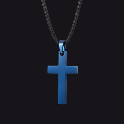 Blue / 30 inches Simple Cross Braided Leather Necklace for Men