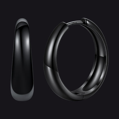 Black Simple Thick Huggie Hoop Earrings for Men