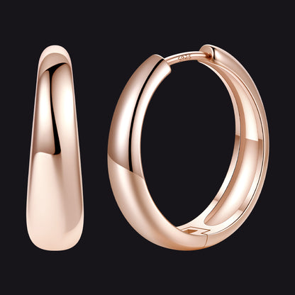 Rose Gold Simple Thick Huggie Hoop Earrings for Men