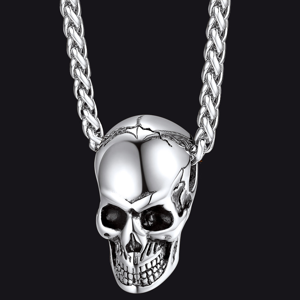 FaithHeart Skull Cremation Urn Necklace for Ashes for Men Women