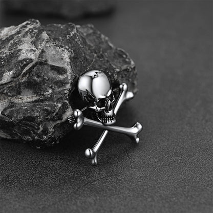 Punk Skull Lapel Brooches With Crossbones For Men