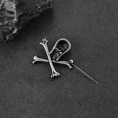 Punk Skull Lapel Brooches With Crossbones For Men