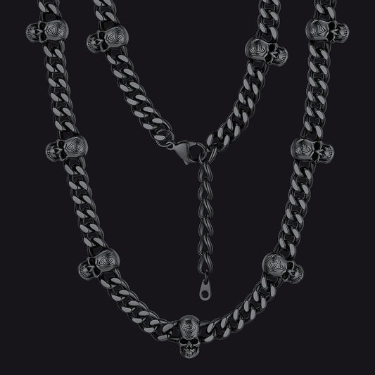 Gothic Skull Cuban Link Chain Choker Necklace for Men Women