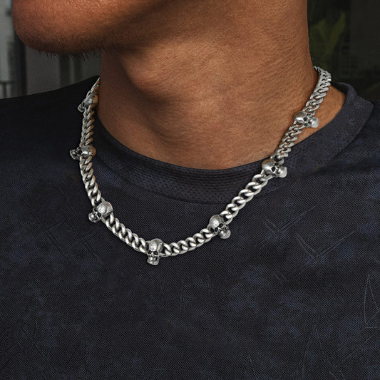 Gothic Skull Cuban Link Chain Choker Necklace for Men Women