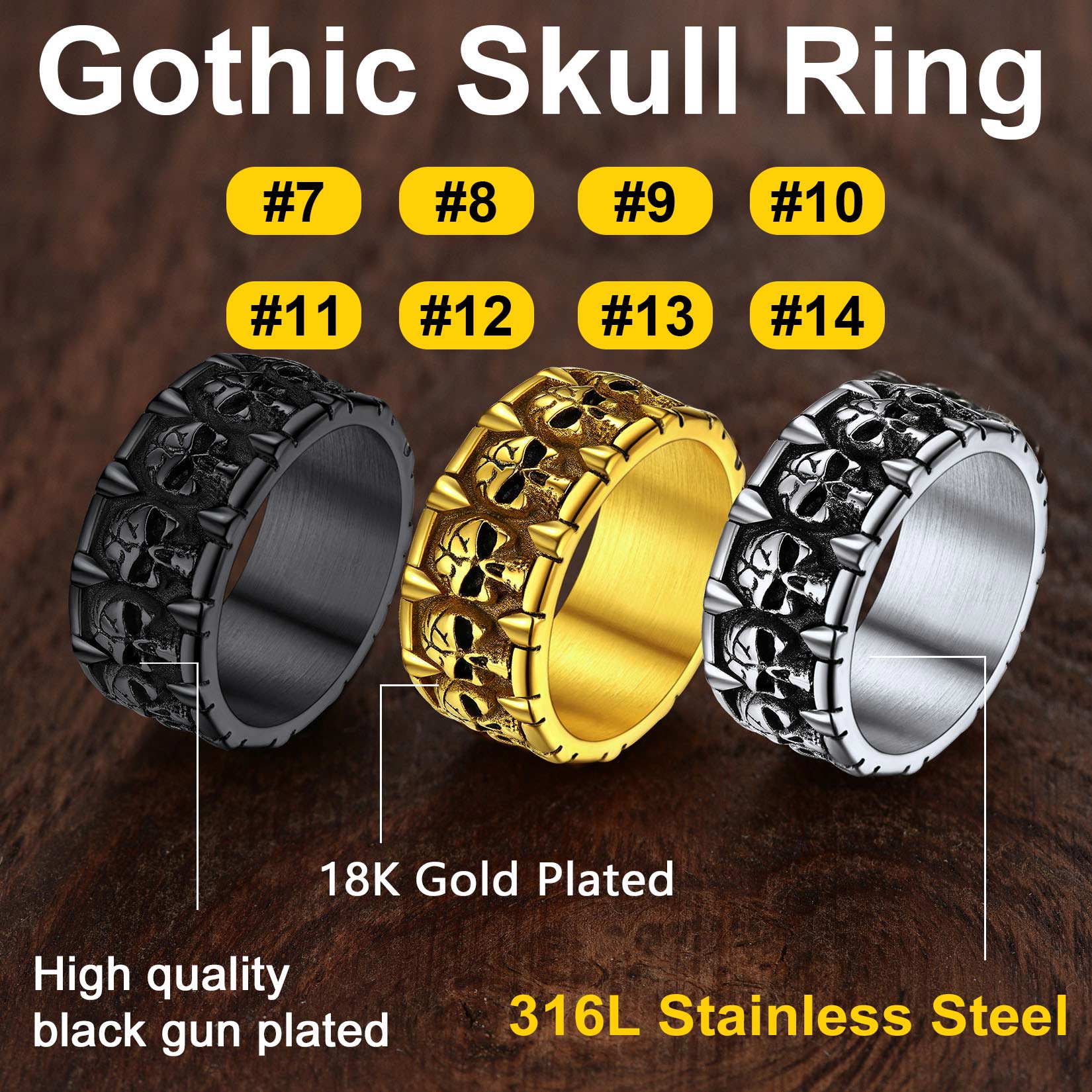 Skull Evil Teeth Stainless Steel Ring For Men