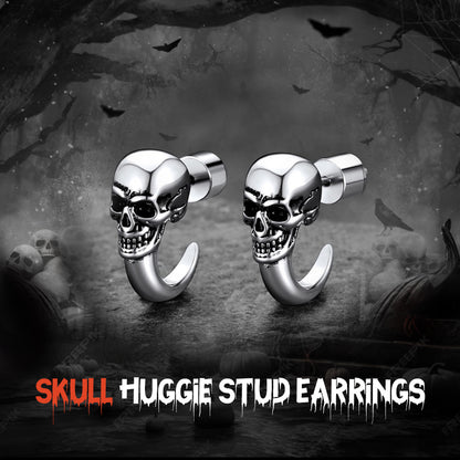 FaithHeart Gothic Half-Circle Skull Earrings