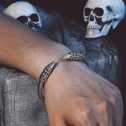 Gothic Punk Skull Open Cuff Bangle Bracelet for Men