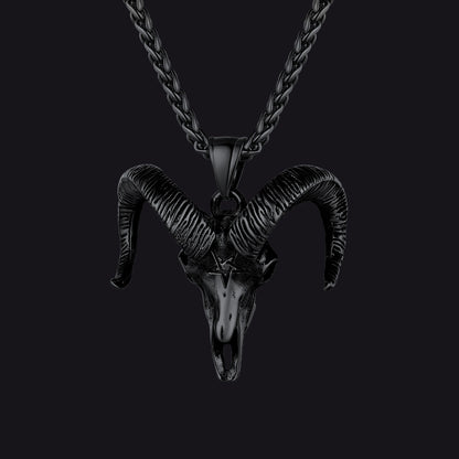 Faithheart Skull Satanic Goat Head Necklace with Invert Pentagram for Men
