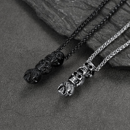 See No Evil, Hear No Evil, Speak No Evil Skull Necklace For Men