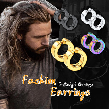 Clip On Small Huggie Hoop Earrings For Men 4 Pairs