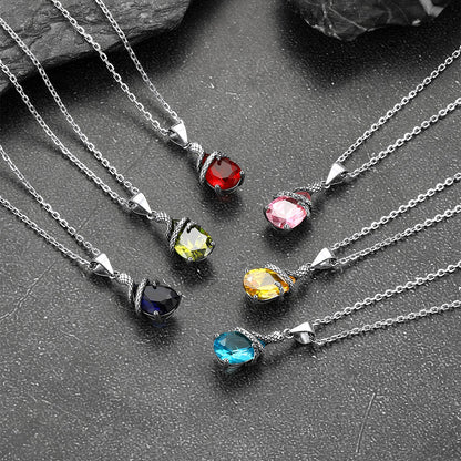 Crystal Snake Wrap Clear Quartz Birthstone Necklace