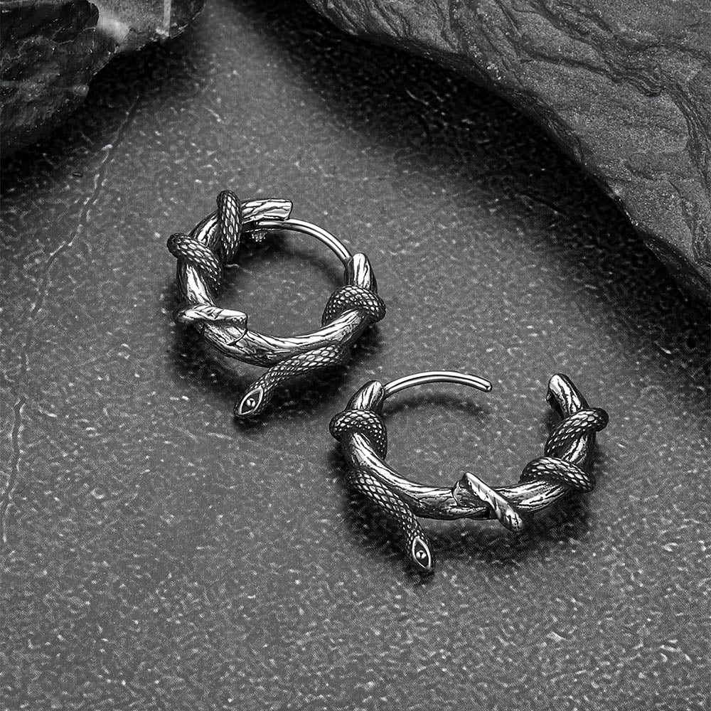 Gthic Wraparound Snake Huggie Hoop Earrings Earrings for Men