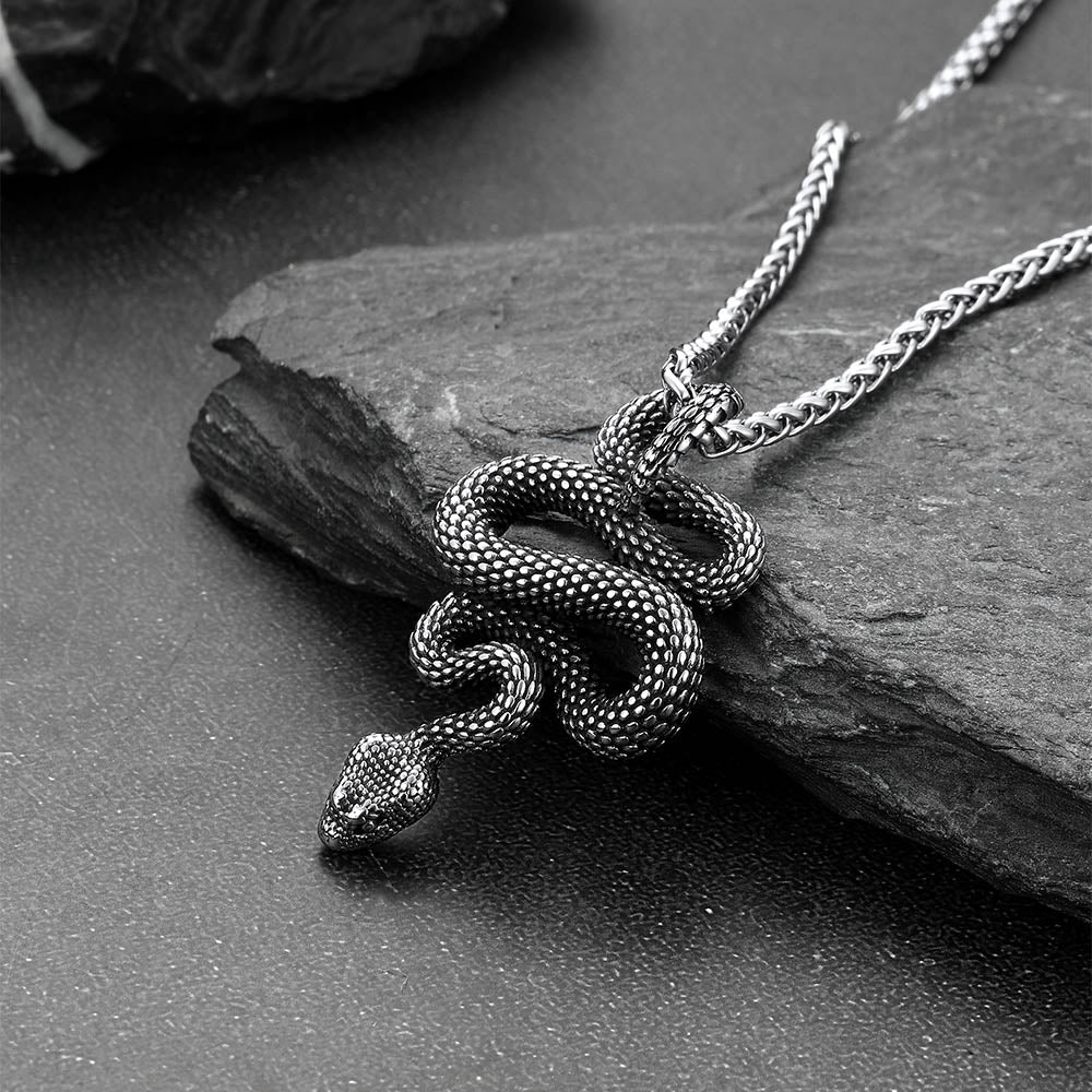 Gothic Retro Snake Necklace for Men Women