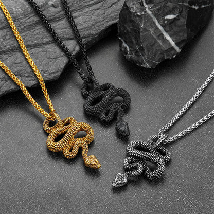 Gothic Retro Snake Necklace for Men Women