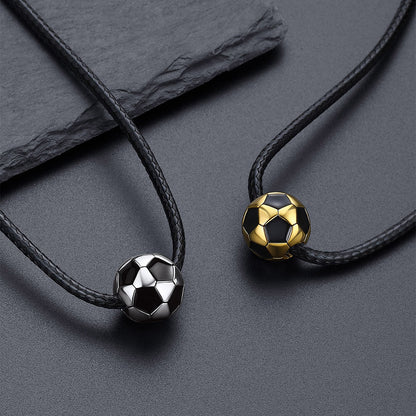 3D Soccer Sport Necklace with Braided Leather Necklace for Sports Fans in Different Colors
