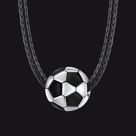 3D Soccer Sport Necklace with Braided Leather Necklace for Sports Fansimg