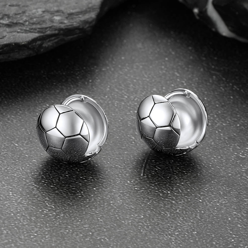 FaithHeart Stainless Steel Fashion Soccer Sport Stud Earrings FaithHeart