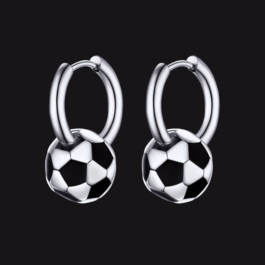 FaithHeart 3D Soccer Hoop Earrings for Men Women FaithHeart