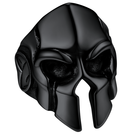Black stainless steel Spartan helmet ring for menimg