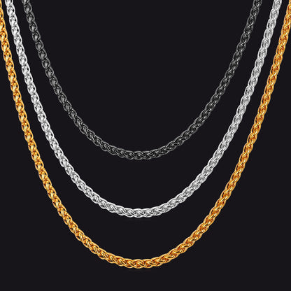 Stainless Steel Spiga Wheat Chain Necklace for Men