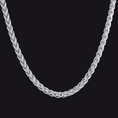 Stainless Steel Spiga Wheat Chain Necklace for Men