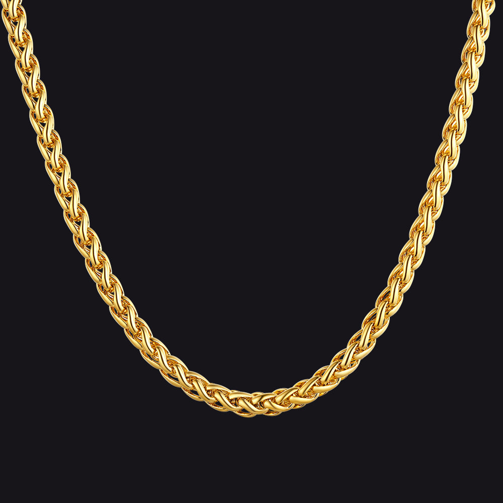 Stainless Steel Spiga Wheat Chain Necklace for Men