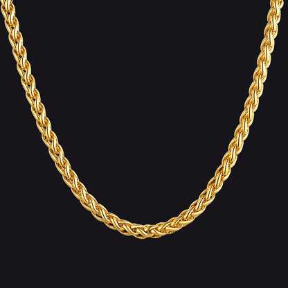 Stainless Steel Spiga Wheat Chain Necklace for Men