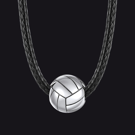 Sport Volleyball Pendant Leather Necklace Cord for Menimg