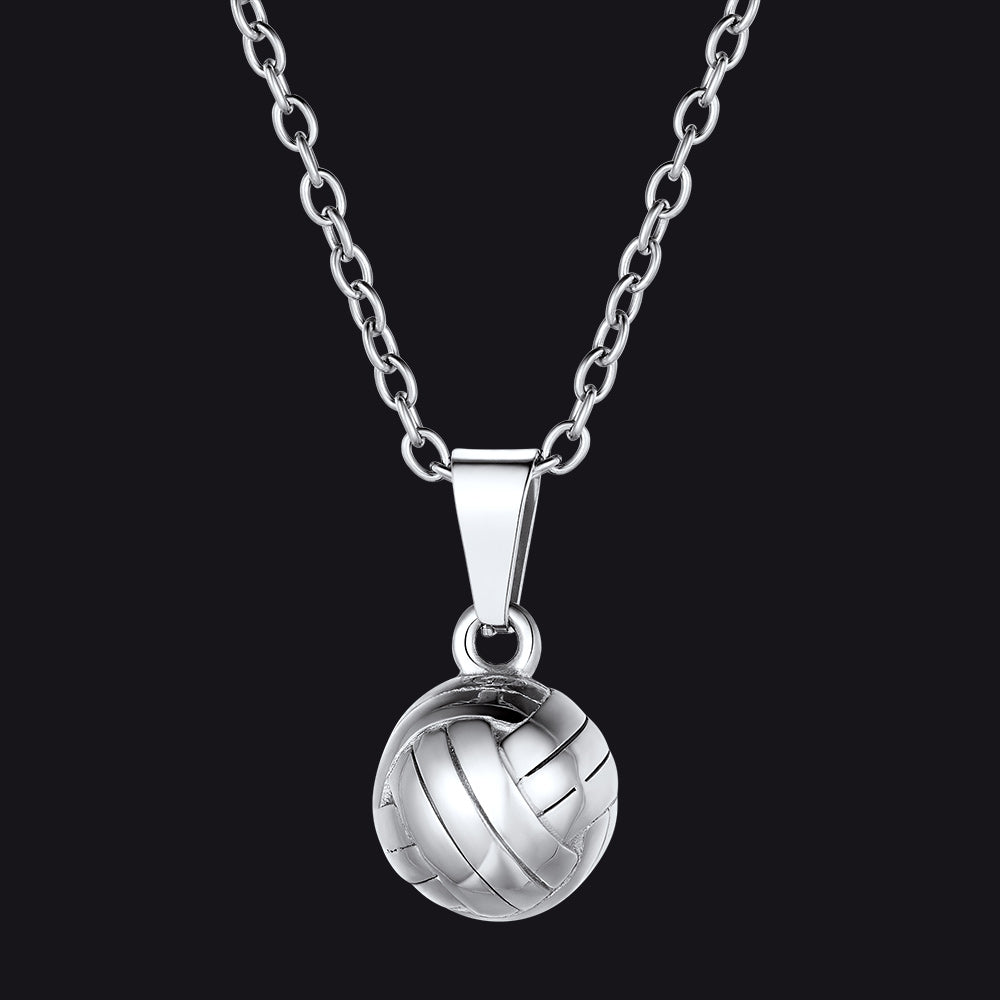 Silver Sport Volleyball Pendant Necklace for Players and Fans