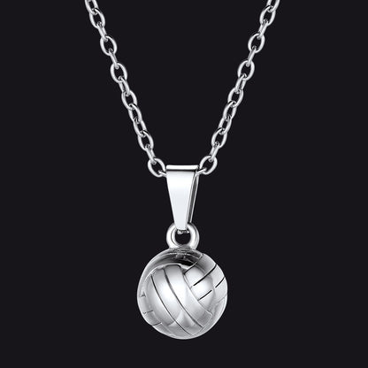 Silver Sport Volleyball Pendant Necklace for Players and Fans