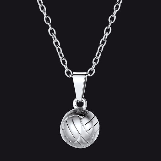 Silver Sport Volleyball Pendant Necklace for Players and Fansimg