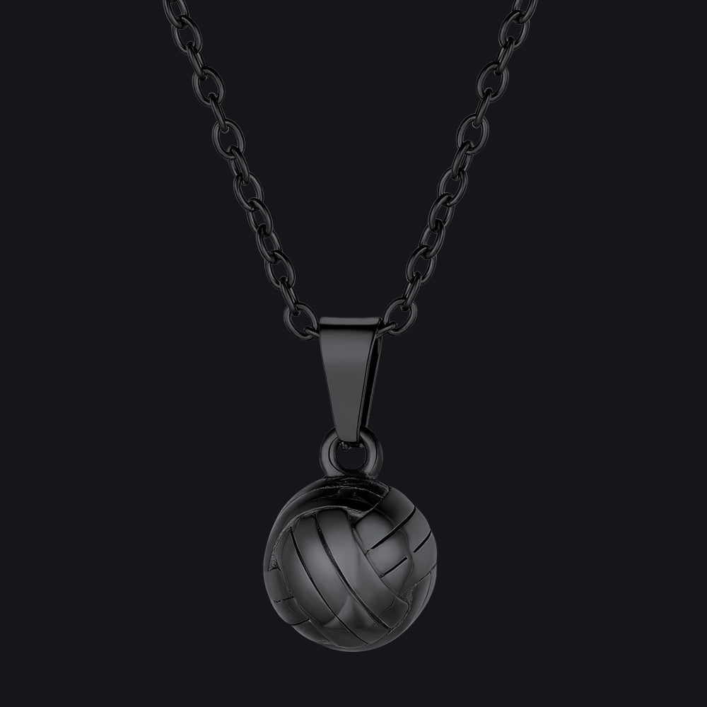 Black Sport Volleyball Pendant Necklace for Players and Fans