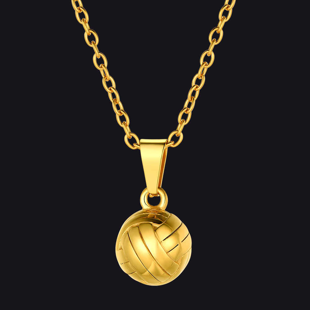 Gold Sport Volleyball Pendant Necklace for Players and Fans