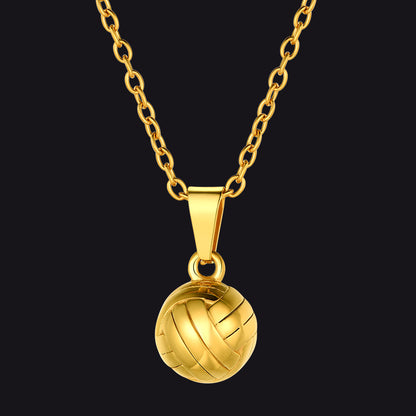 Gold Sport Volleyball Pendant Necklace for Players and Fans