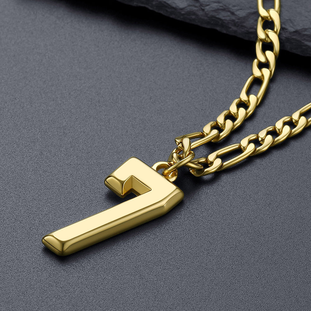 Sports 0-9 Number Pendant Necklaces with Figaro Chain for Men