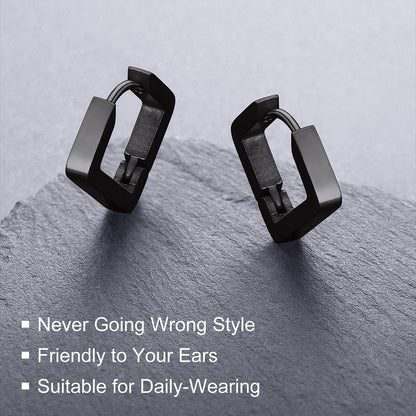 Classic Square Huggie Hoop Earrings for Men Women