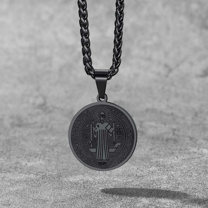 FaithHeart Christian St. Benedict Medal Necklace For Men