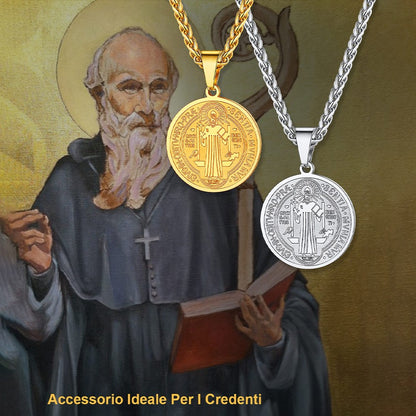 FaithHeart Christian St. Benedict Medal Necklace For Men