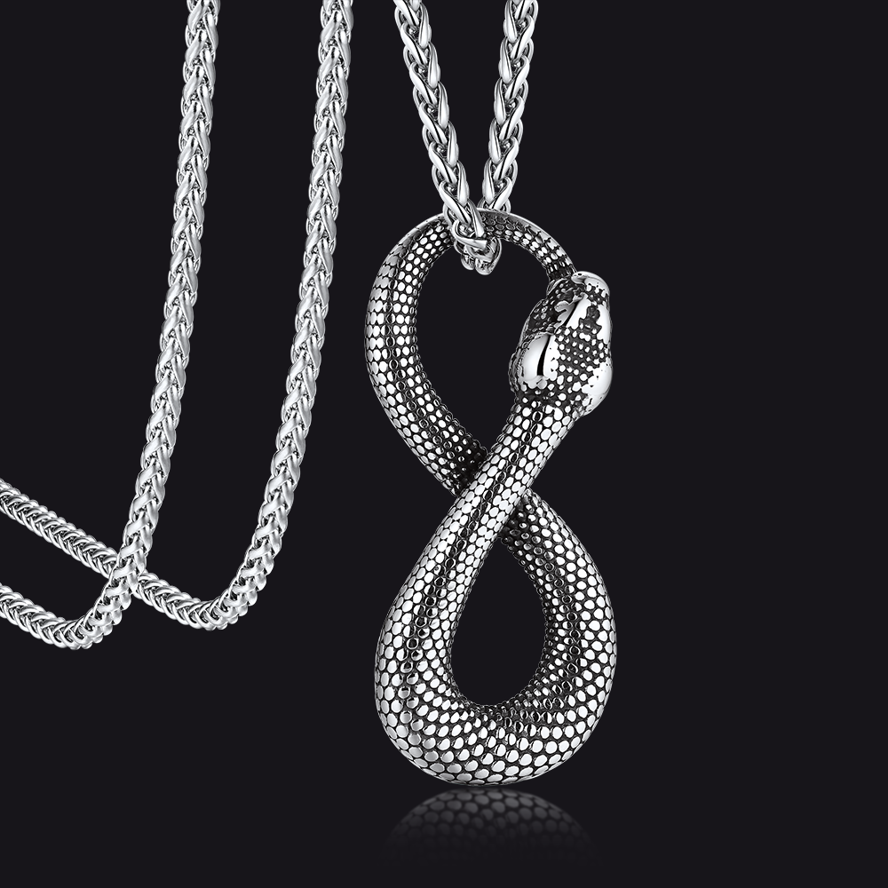 Stainless Steel Eight Pythons Chain Armor Animal Necklace for Men FaithHeart Jewelry