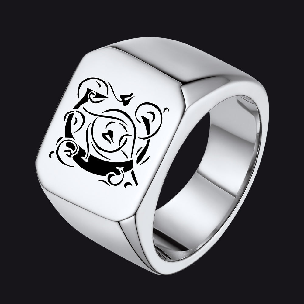 Customized Stainless Steel Signet Rings Gifts for Dad Son Men