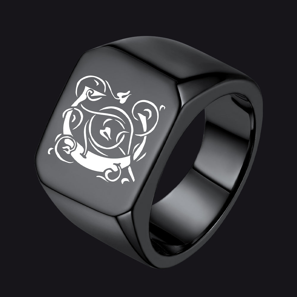 Customized Stainless Steel Signet Rings Gifts for Dad Son Men