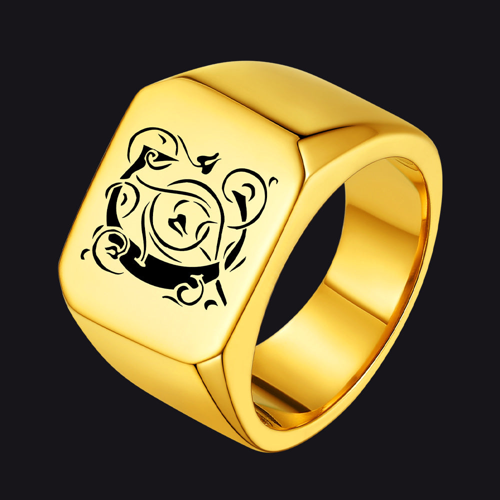 Customized Stainless Steel Signet Rings Gifts for Dad Son Men