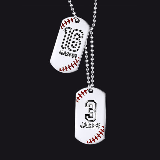 Stainless Steel Customized Baseball Number Dog Tag Necklaceimg
