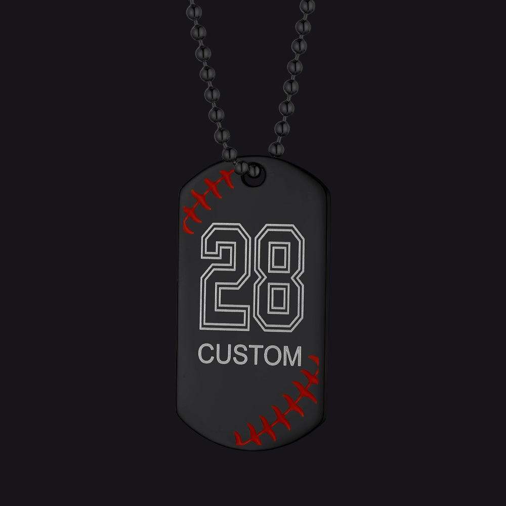 Stainless Steel Customized Baseball Number Dog Tag Necklace
