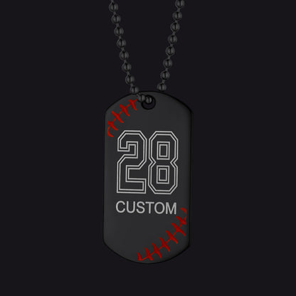 Stainless Steel Customized Baseball Number Dog Tag Necklace