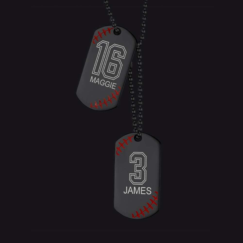 Stainless Steel Customized Baseball Number Dog Tag Necklace