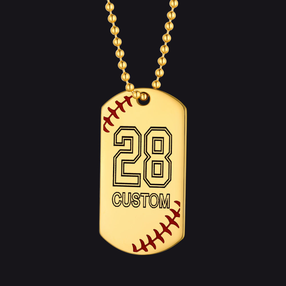 Stainless Steel Customized Baseball Number Dog Tag Necklace