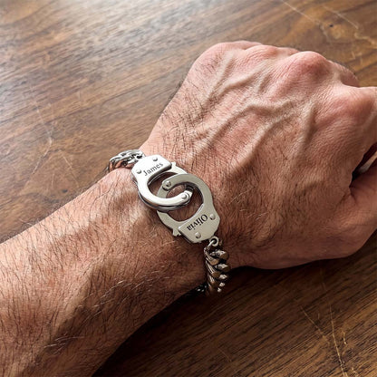 Stainless Steel Handcuffs Cuban Link Chain Bracelet for Men