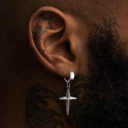 FaithHeart Star Cross Dangle Drop Earrings For Men FaithHeart